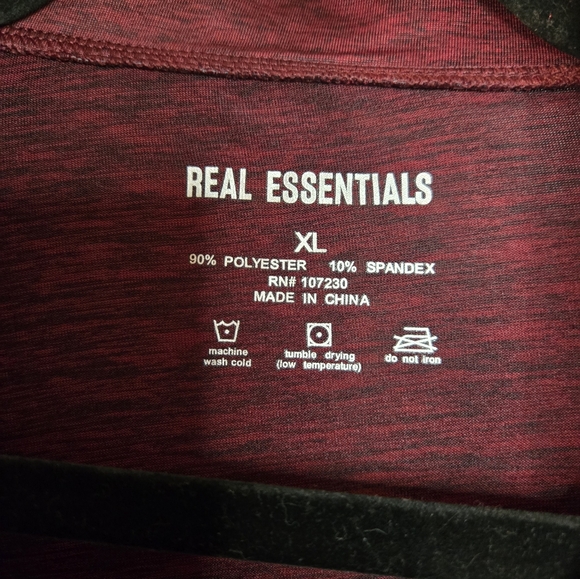 Real Essentials Maroon and Charcoal Quarter-Zip Top Sz XL - Picture 3 of 6